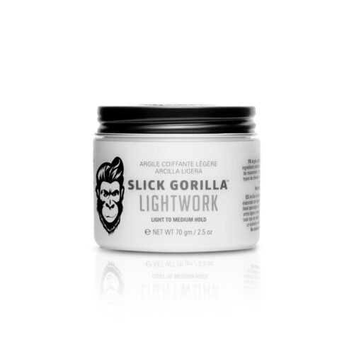 Slick Gorilla Lightwork Matte Hair Clay for Men 2.5 oz, Matte Finish, Flexible Hold, Lightweight Styling Clay, Water-Based, Natural Texture, Non-Greasy Grooming for Everyday Use