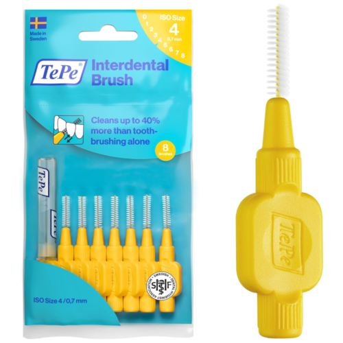 TePe Interdental Brush, Original, Yellow, 0.7mm/ISO 4, 8pcs