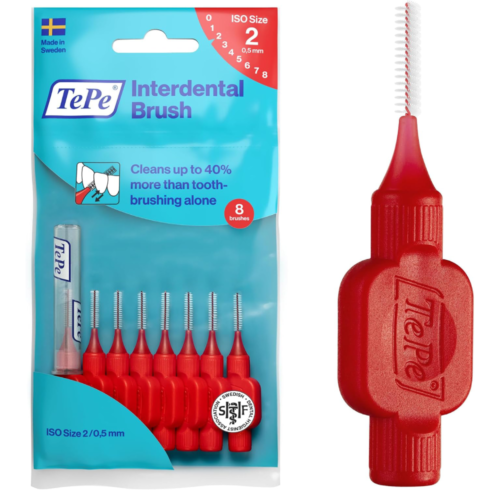 TePe Interdental Brush, Original, Red, 0.5mm/ISO 2, 8pcs