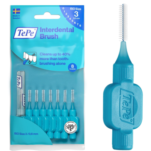 TePe Interdental Brush, Original, Blue, 0.6mm/ISO 3, 8pcs