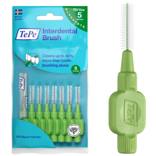 TePe Interdental Brush, Original, Green, 0.8mm/ISO 5, 8pcs