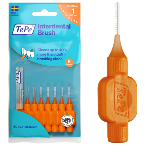 TePe Interdental Brush, Original, Orange, 0.45mm/ISO 1, 8pcs