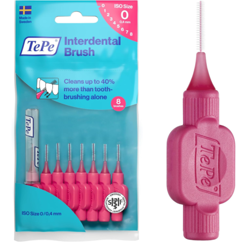 TePe Interdental Brush, Original, Pink, 0.4mm/ISO 0, 8pcs